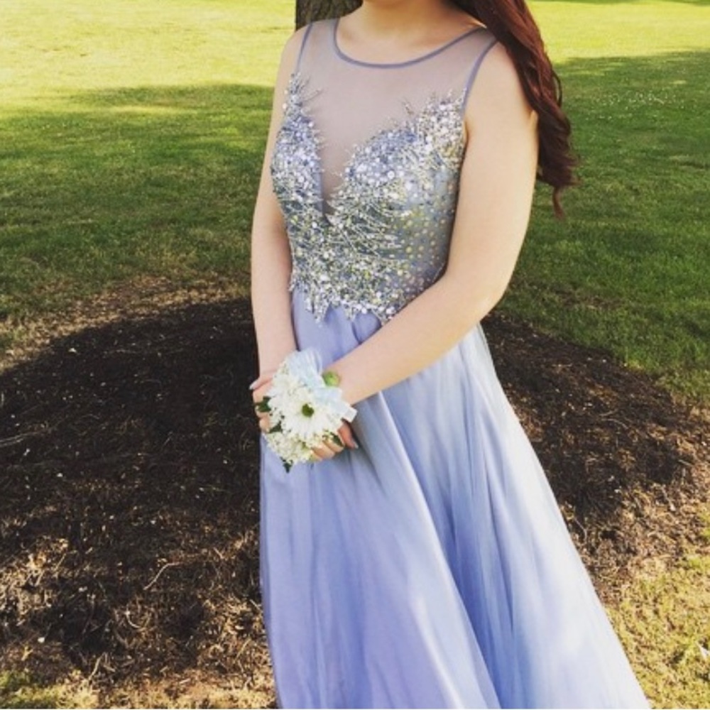 Blue sequence prom dress